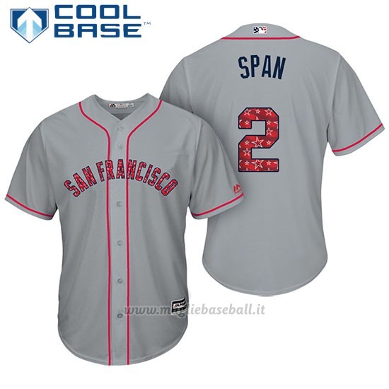 Maglia Baseball Uomo San Francisco Giants 2017 Estrellas y Rayas Denard Span Grigio Cool Base